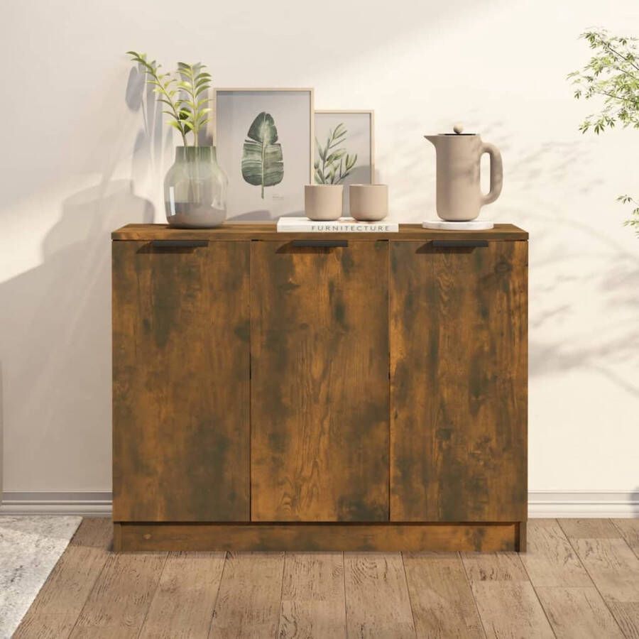The Living Store Dressoir 90 5x30x70 cm bewerkt hout gerookt eikenkleurig Dressoir Houten Dressoir Vintage Dressoir Landelijk Dressoir Salontafel - Foto 2