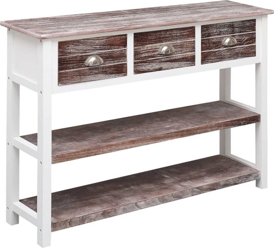 The Living Store Dressoir 108x30x76 cm massief paulowniahout antiekbruin Dressoir Vintage Kast Hout Antiek Bruin Salon Tafel - Foto 2