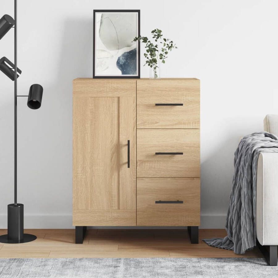 The Living Store Dressoir Basic Sonoma Eiken 69.5 x 34 x 90 cm Duurzaam hout metaal Voldoende opbergruimte