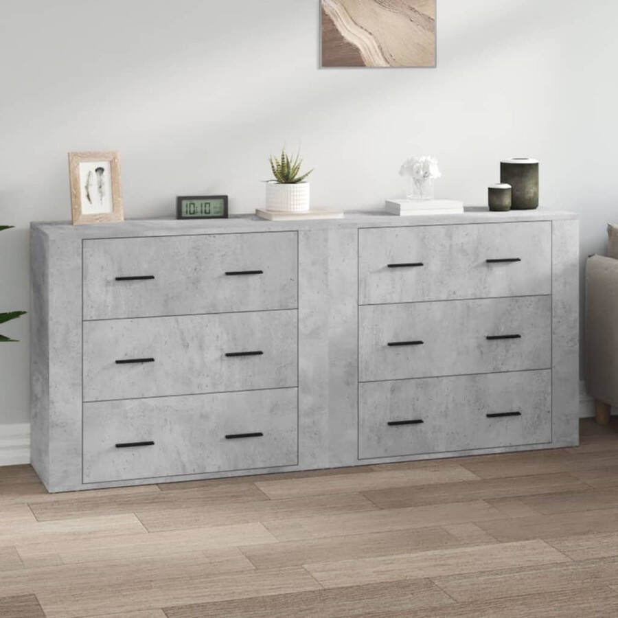 The Living Store Dressoir 80x33x70 cm bewerkt hout betongrijs Dressoir Houten Dressoir Grijze Dressoir Opslagmeubilair Woonaccessoires