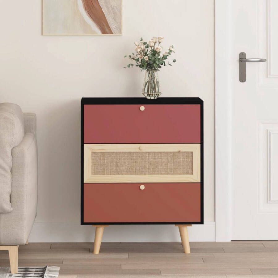 The Living Store Dressoir Classic bijzetkast 60 x 30 x 75 cm bewerkt hout meubel met 3 lades - Foto 2