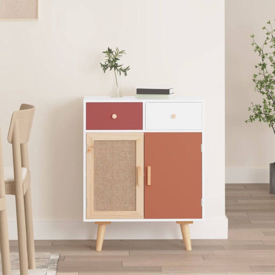 The Living Store Dressoir Classic Bijzetkast Wit Rood Oranje 60x30x75.5cm Bewerkt Hout - Foto 2