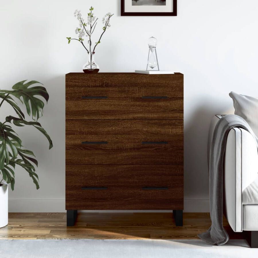 The Living Store Dressoir Classic Brown Oak 69.5 x 34 x 90 cm Sturdy Wood and Metal