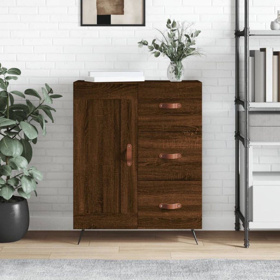 The Living Store Dressoir Classic Bruineiken 69.5 x 34 x 90 cm Duurzaam hout metaal