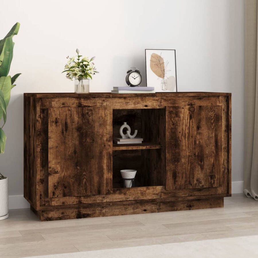 The Living Store Dressoir 102x35x60 cm bewerkt hout gerookt eikenkleurig Dressoir Houten Dressoir Vintage Dressoir Landelijk Dressoir Salontafel - Foto 3