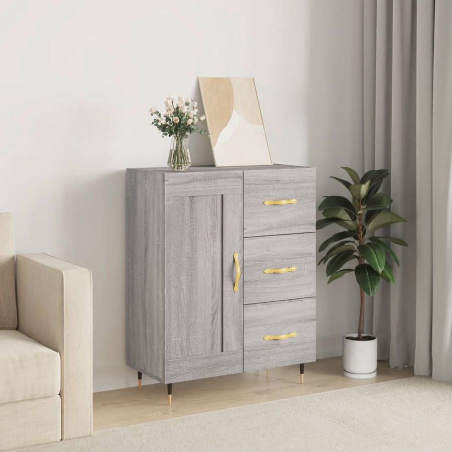 The Living Store Dressoir Classic Grey Sonoma Eiken 69.5 x 34 x 90 cm Duurzaam bewerkt hout en metaal - Foto 2