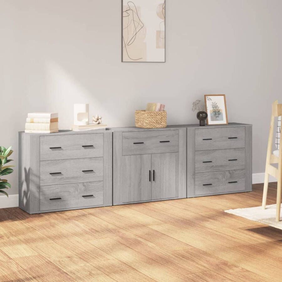 The Living Store Dressoir Dressoirs 80 x 33 x 70 cm Grijs Sonoma Eiken