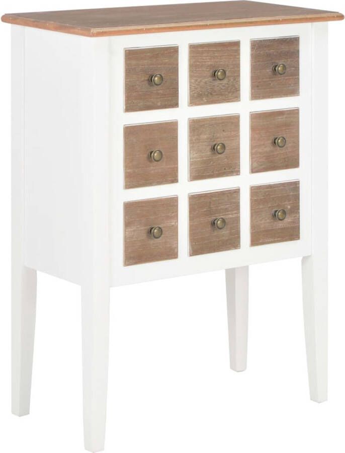 The Living Store Dressoir 54x30x80 cm massief hout wit Dressoir Commode Frans Design Landelijk Interieur Massief Hout - Foto 2