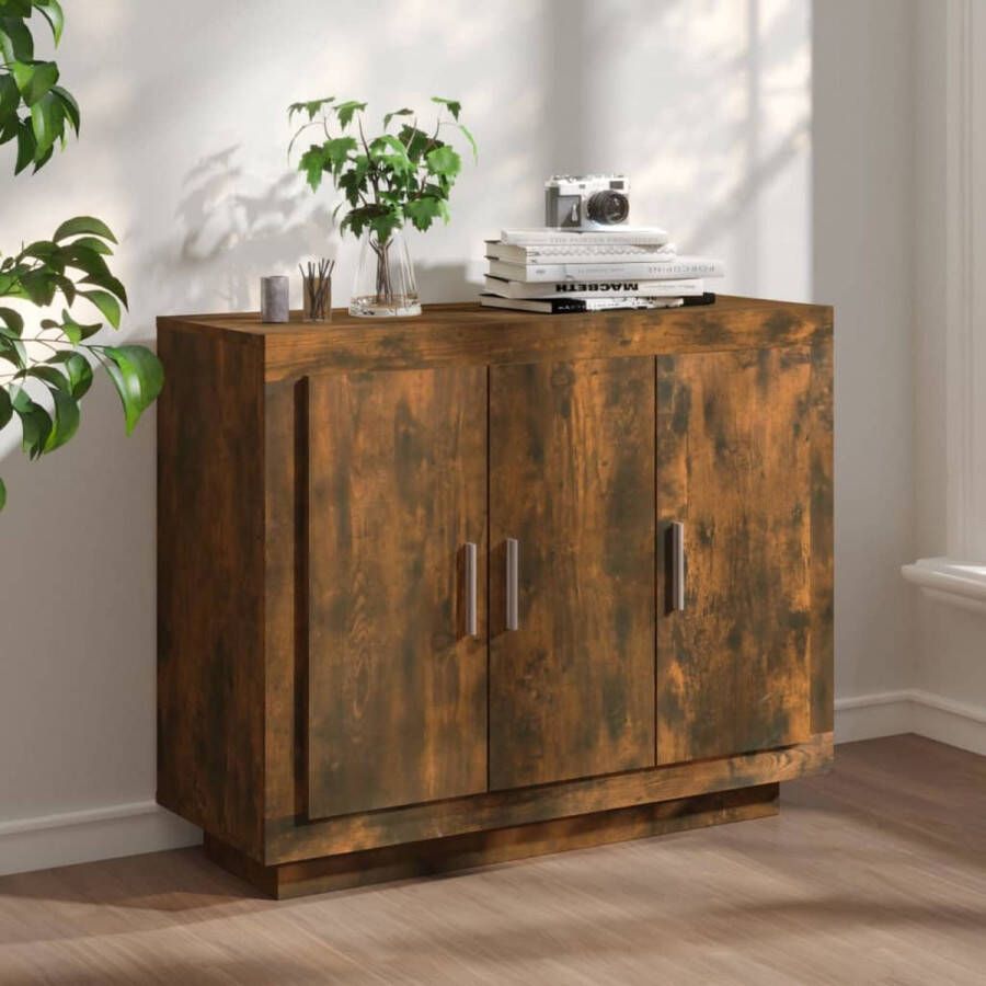 The Living Store Dressoir 92x35x75 cm bewerkt hout gerookt eikenkleurig Dressoir Houten Dressoir Vintage Dressoir Landelijk Dressoir Modern Dressoir - Foto 2