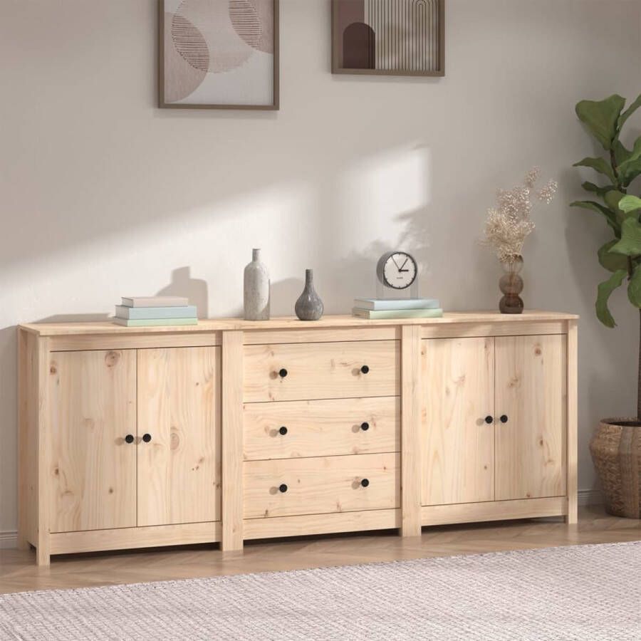 The Living Store Dressoir 210x35x80 cm massief grenenhout Dressoir Houten Dressoir Grenenhouten Dressoir Vintage Dressoir Landelijke Dressoir - Foto 2