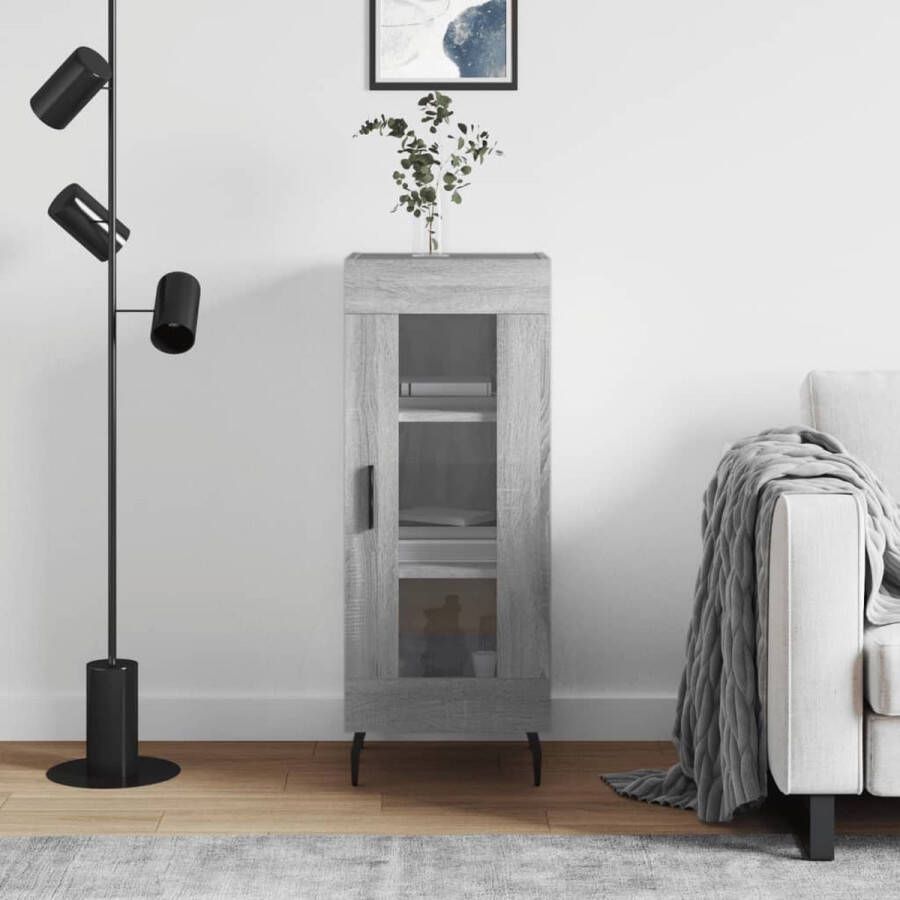 VidaXL Dressoir 34 5x34x90 cm bewerkt hout grijs sonoma eikenkleurig Dressoir Grijze Kleurstelling Houten Dressoir Vintage Dressoir Salontafel - Foto 5