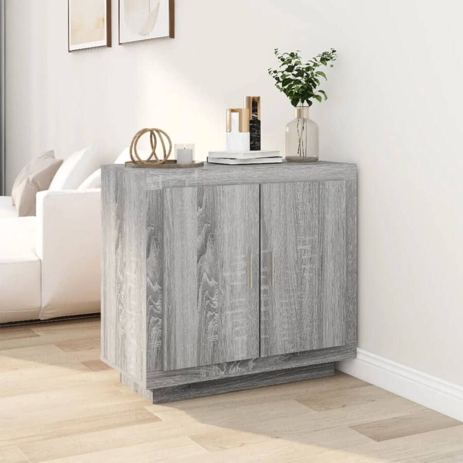 The Living Store Dressoir Grijs Sonoma Eiken 80 x 40 x 75 cm Met 2 deuren - Foto 1