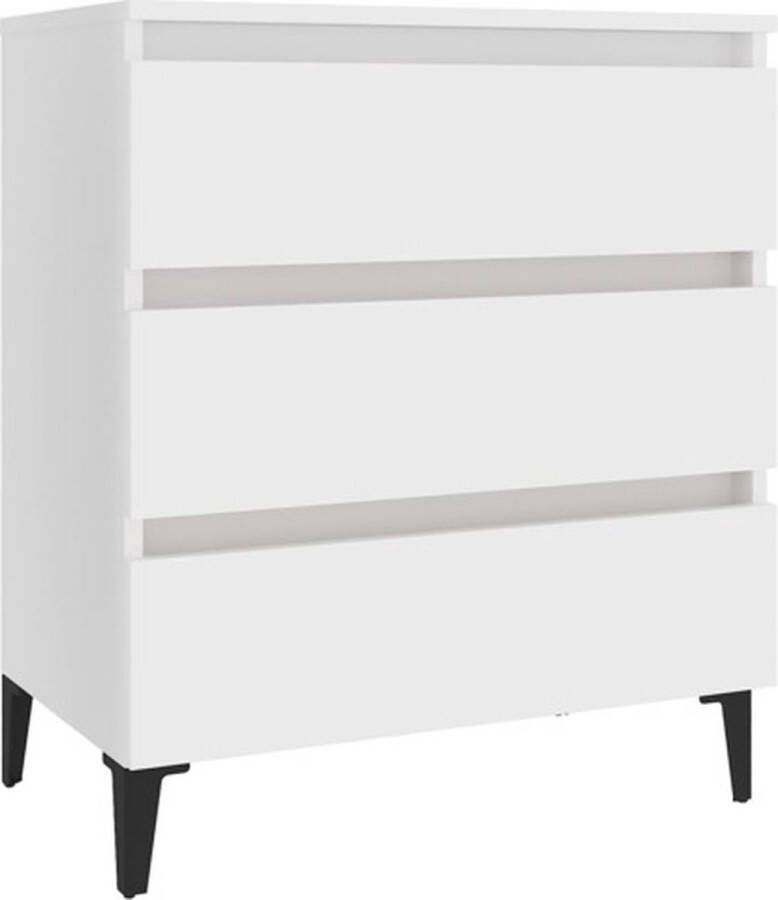 The Living Store Dressoir Industriële Stijl 60 x 35 x 69 cm Wit Met 3 lades