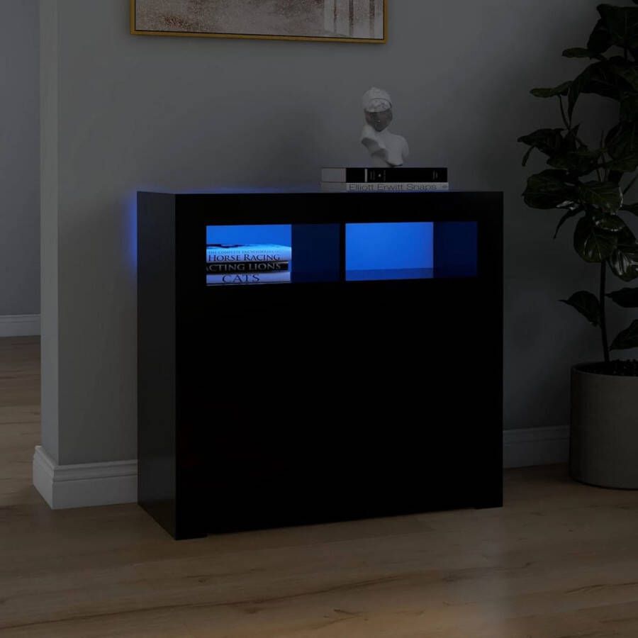 The Living Store Dressoir met LED-verlichting 80x35x75 cm zwart Keukenkast