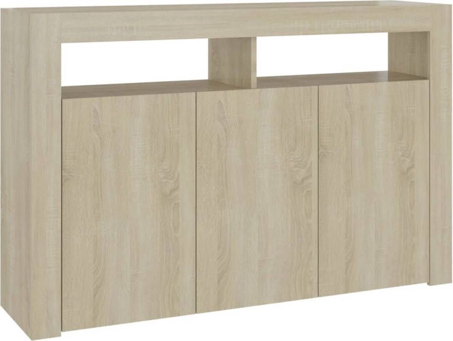 The Living Store Dressoir LED-verlichting Sonoma eiken 115.5 x 30 x 75 cm RGB verlichting USB-aansluiting niet inbegrepen