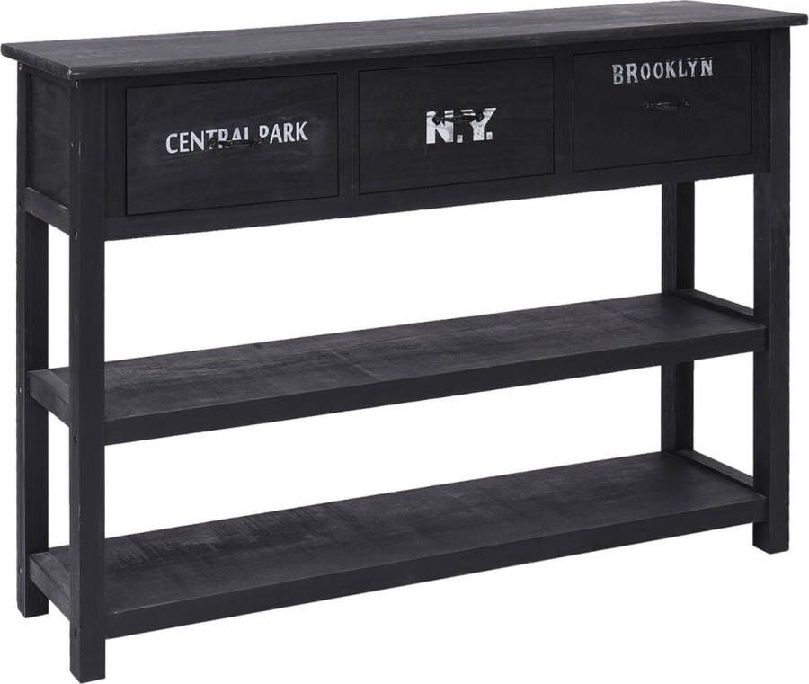 The Living Store Dressoir Massief Paulowniahout 108 x 30 x 76 cm Zwart