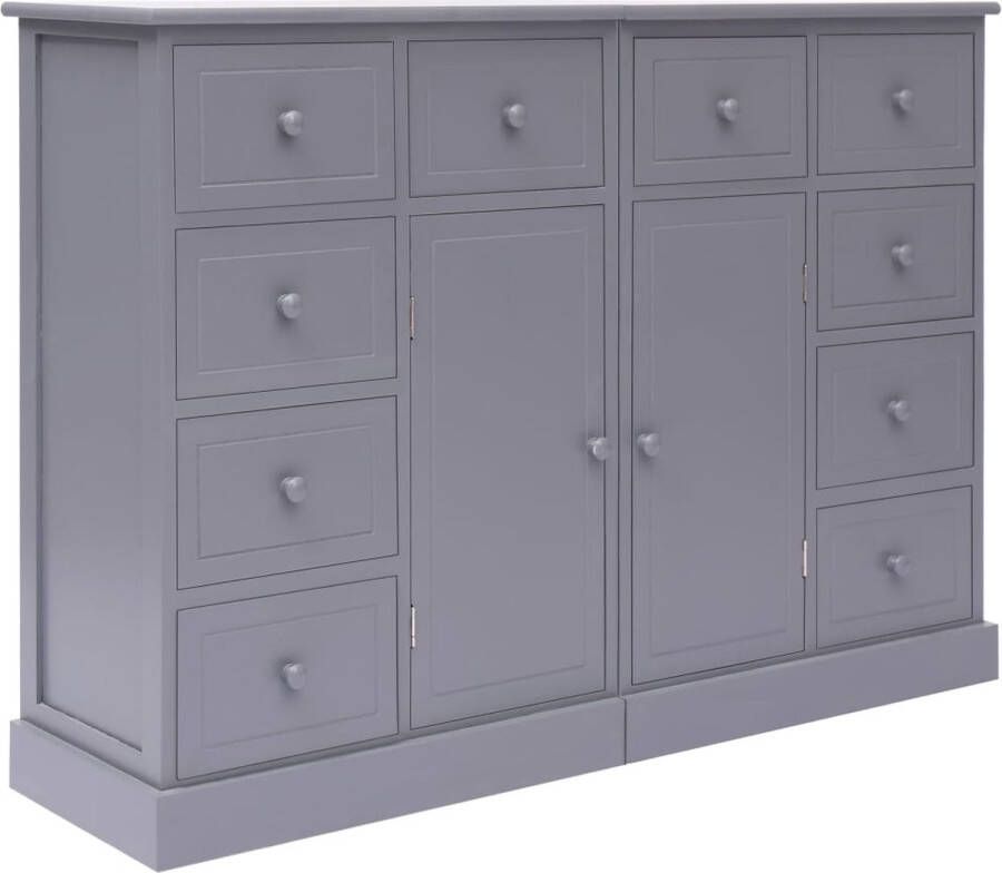 The Living Store Dressoir met 10 lades 113x30x79 cm hout grijs Keukenkast