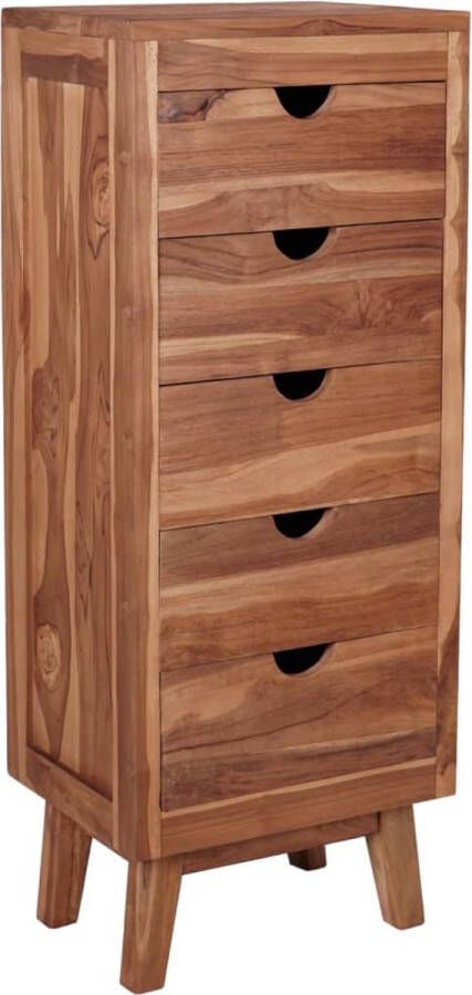 The Living Store Dressoir met 5 lades 40x30x100 cm massief teakhout Keukenkast