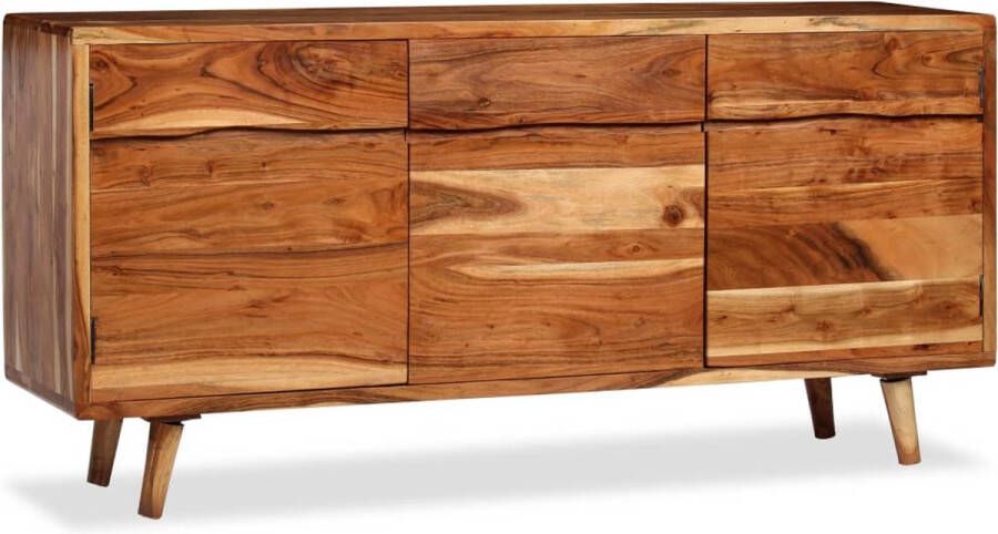 The Living Store Dressoir met bewerkte deuren 160x40x75 cm massief hout Keukenkast - Foto 2