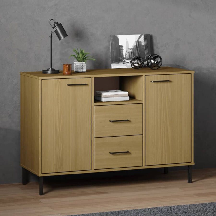 The Living Store OSLO Dressoir 113 x 40 x 77 cm Massief grenenhout Industriële uitstraling