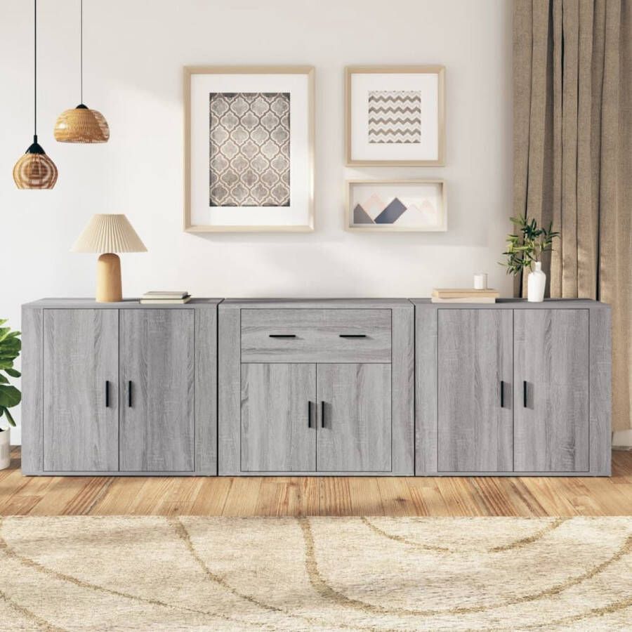 The Living Store Dressoir Meubelen 80 x 33 x 70 cm Grijs Sonoma Eiken