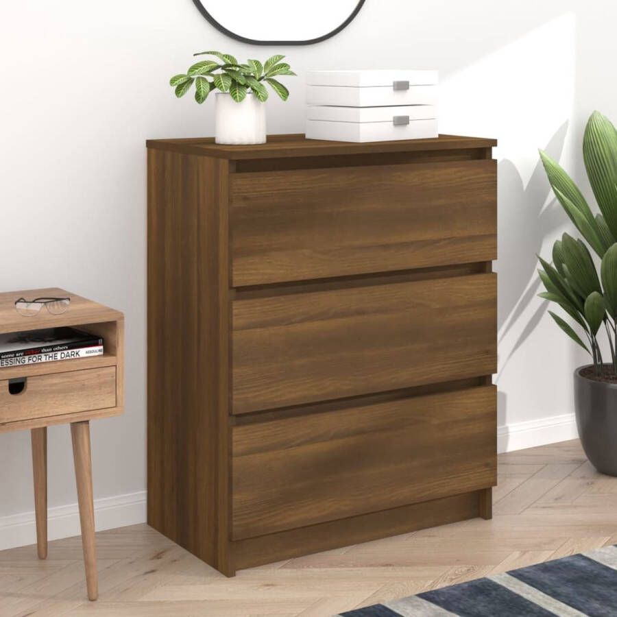 The Living Store Dressoir 60x35x76 cm bewerkt hout bruin eikenkleur Dressoir Houten Dressoir Bruine Meubels Minimalistisch Dressoir Opbergmeubilair - Foto 2