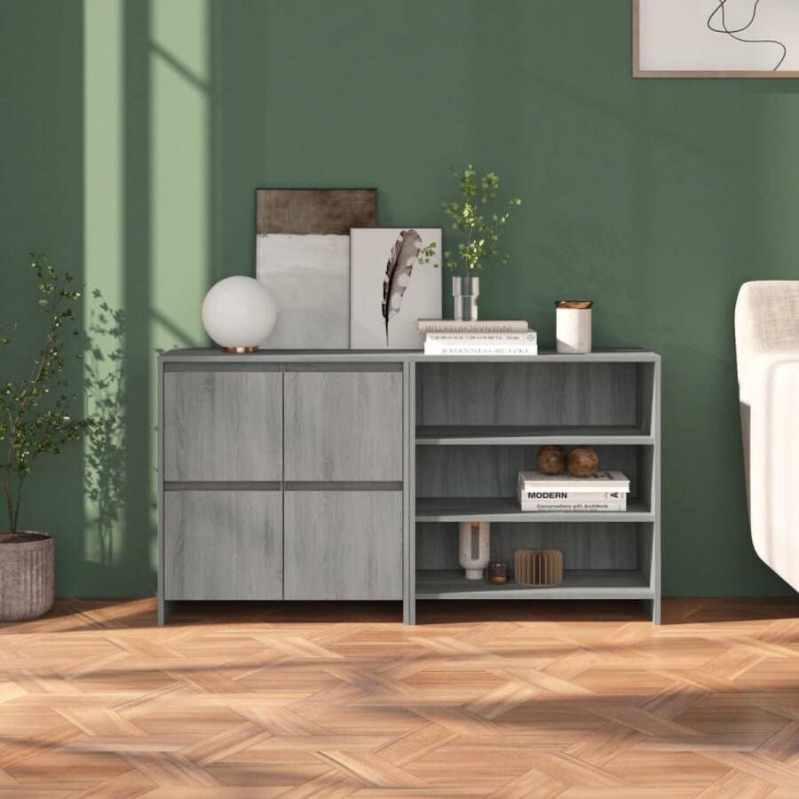 The Living Store Dressoir naam Dressoir 70 x 40.5 x 75 cm Grijs Sonoma Eiken Bewerkt hout