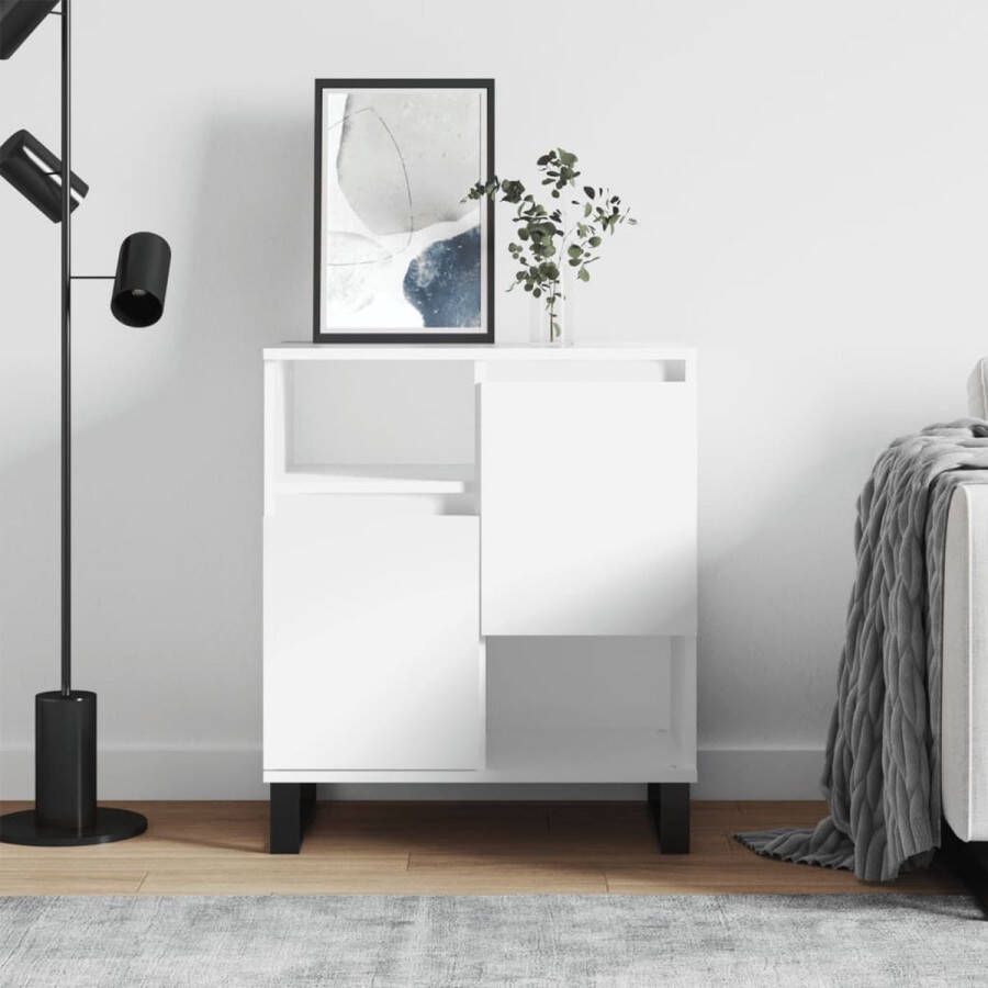 VidaXL The Living Store Dressoir Trendy Opbergkast Afmetingen- 60 x 35 x 70 cm Kleur- Wit Materiaal- Bewerkt hout en ijzer - Foto 2