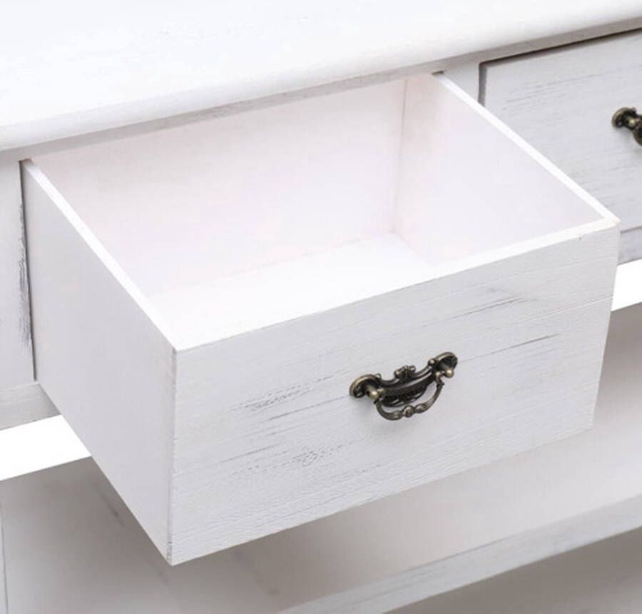 The Living Store Dressoir 115x30x76 cm hout antiekwit Dressoir Commode Meubels Vintage Wit - Foto 2