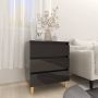 The Living Store Dressoir Scandinavische stijl Houten poten 60x35x69 cm Hoogglans zwart - Thumbnail 1