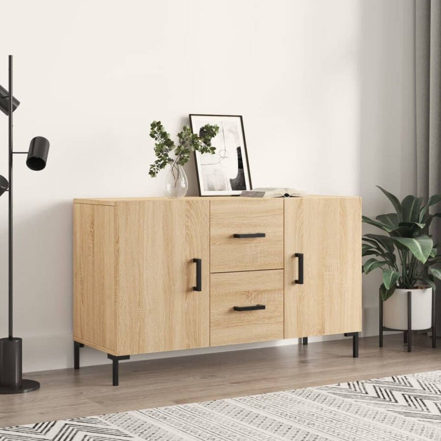 The Living Store Dressoir Sonoma Eiken 100 x 36 x 60 cm Metalen Poten