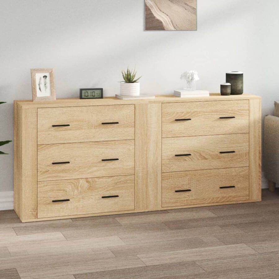 The Living Store Dressoir Sonoma Eiken 80 x 33 x 70 cm Bewerkt Hout