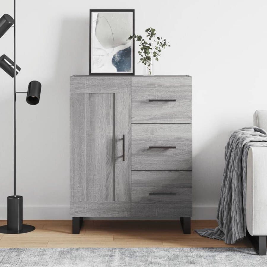 VidaXL The Living Store Dressoir Sonoma Eiken Grijs 69.5 x 34 x 90 cm Metalen Poten - Foto 2