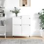 The Living Store Dressoir Trendy Opbergkast Afmetingen- 60 x 35 x 70 cm Kleur- Wit Materiaal- Bewerkt hout en ijzer - Thumbnail 1