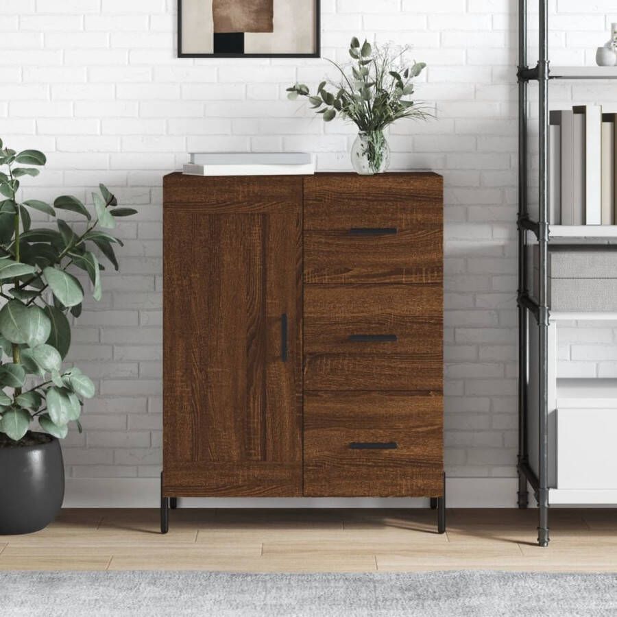 The Living Store Dressoir Vintage Bruineiken 69.5 x 34 x 90 cm Duurzaam hout en metaal