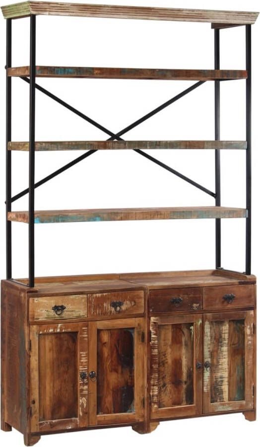 The Living Store Dressoir Vintage Gerecycled Hout 120x35x200 cm 4 lades 2 kasten 3 planken
