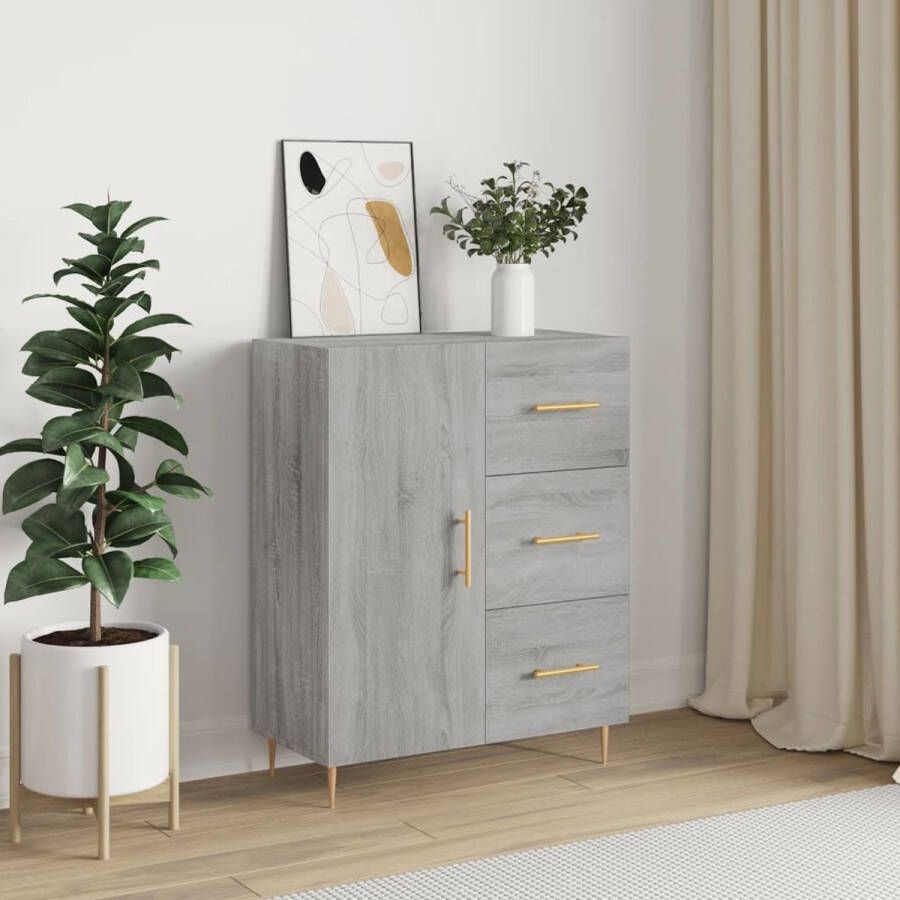 The Living Store Dressoir Vintage Grijs Sonoma Eiken 69.5 x 34 x 90 cm Bewerkt hout en metaal