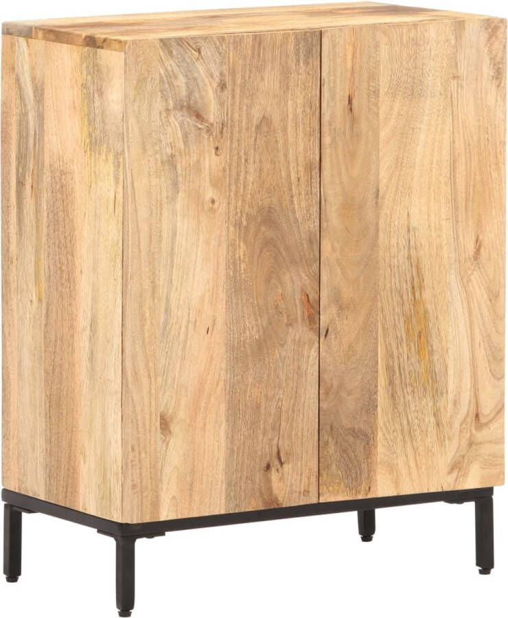 The Living Store Dressoir Vintage Hout 60 x 35 x 77 cm Massief mangohout Zwart staal
