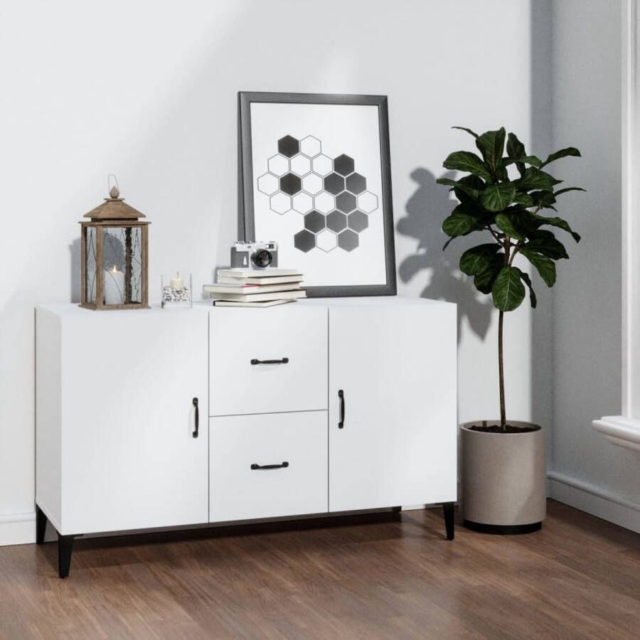 The Living Store Dressoir 100x36x60 cm bewerkt hout wit Dressoir Commode Houten Dressoir Wit Dressoir Opslagmeubels - Foto 3