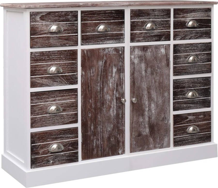 The Living Store Dressoir met 10 lades 113x30x79 cm hout bruin Dressoir Kast Meubels Opbergruimte Salontafel - Foto 2