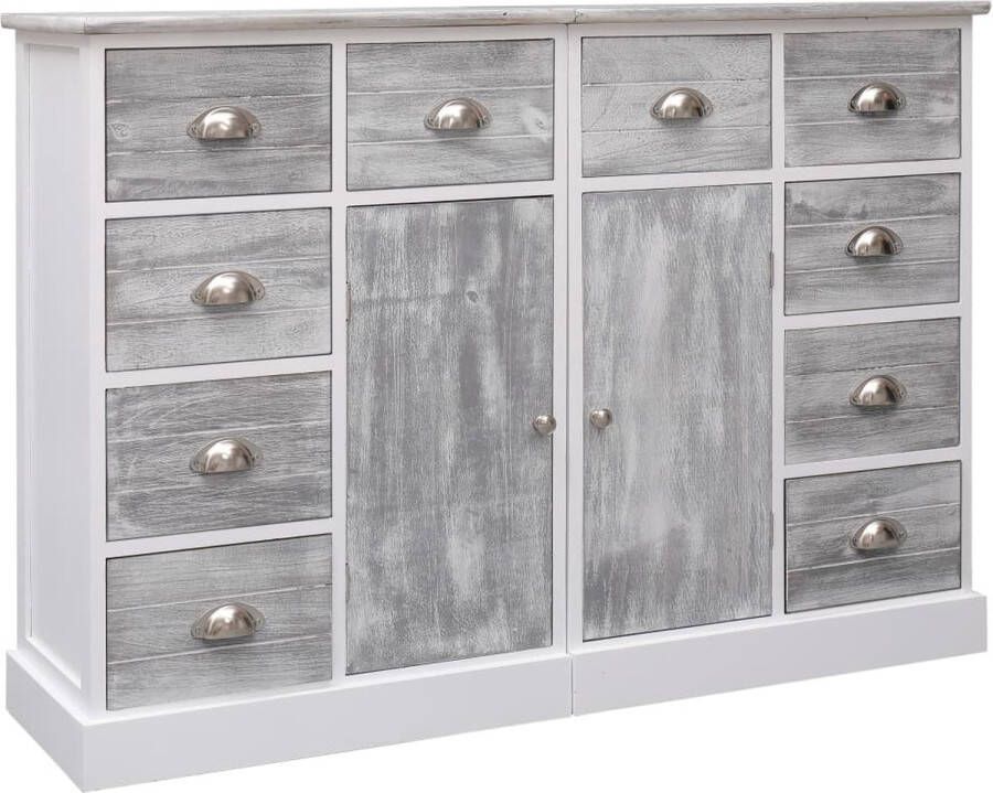 The Living Store Dressoir met 10 lades 113x30x79 cm hout grijs Dressoir Kast Meubels Opbergruimte Livingroom - Foto 2