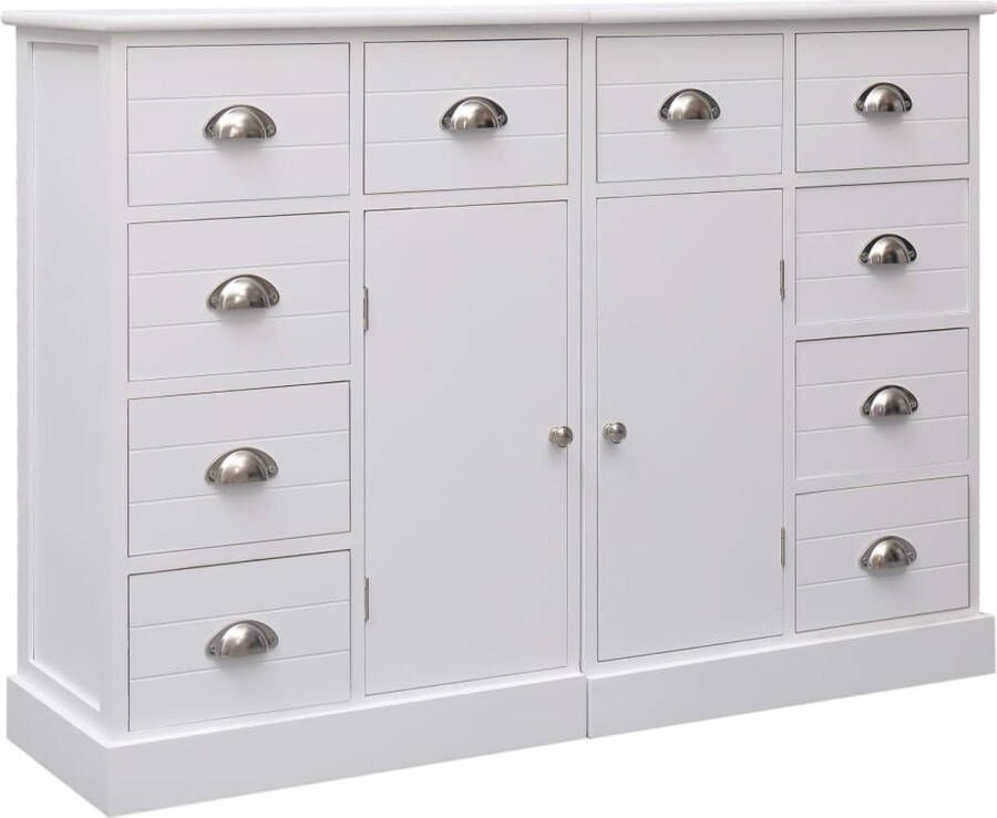The Living Store Dressoir met 10 lades 113x30x79 cm hout wit Dressoir Commode Kast Meubilair Slaapkamermeubels - Foto 3