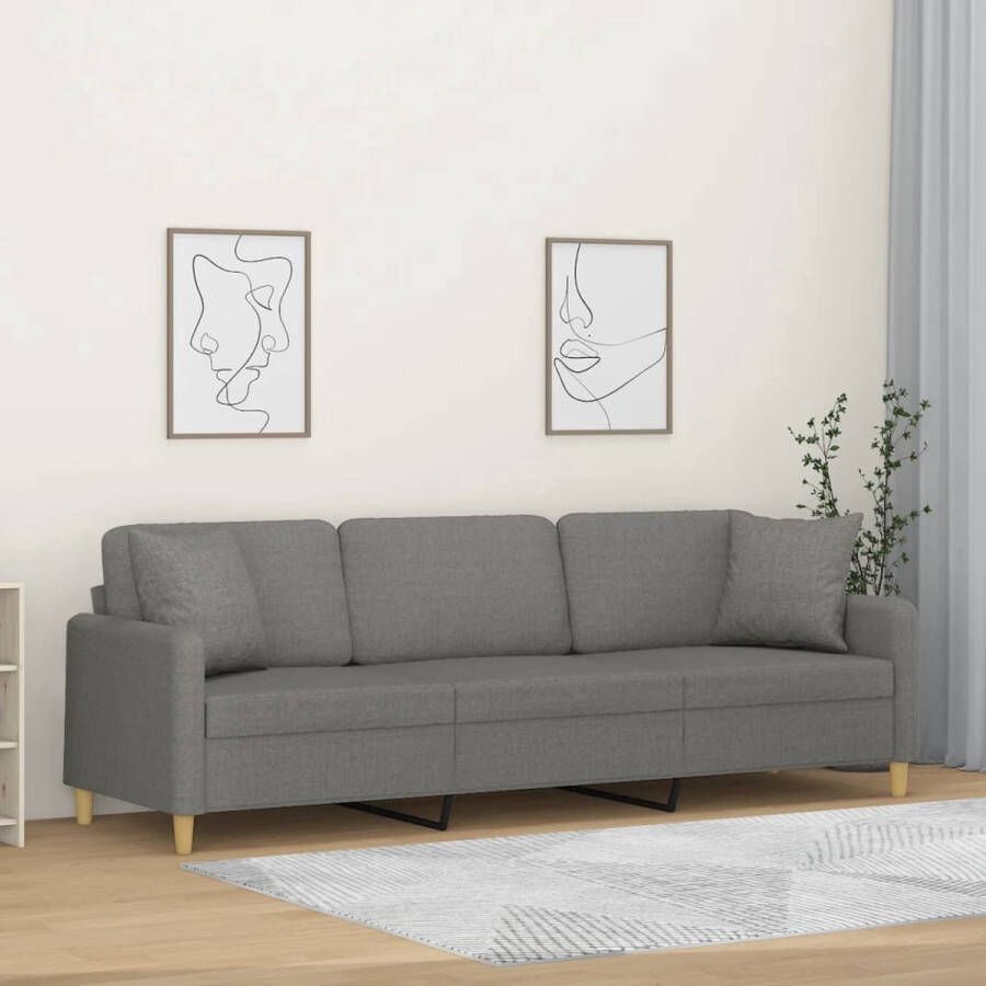 The Living Store Driezitsbank Donkergrijs Duurzaam materiaal Stevig en stabiel frame Comfortabele zitervaring