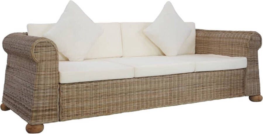 The Living Store Rattan Sofa Set 195x78x67 cm Natural Rattan Removable Cushion Covers Includes 3 seat cushions 2 back cushions 2 decorative cushions - Foto 2
