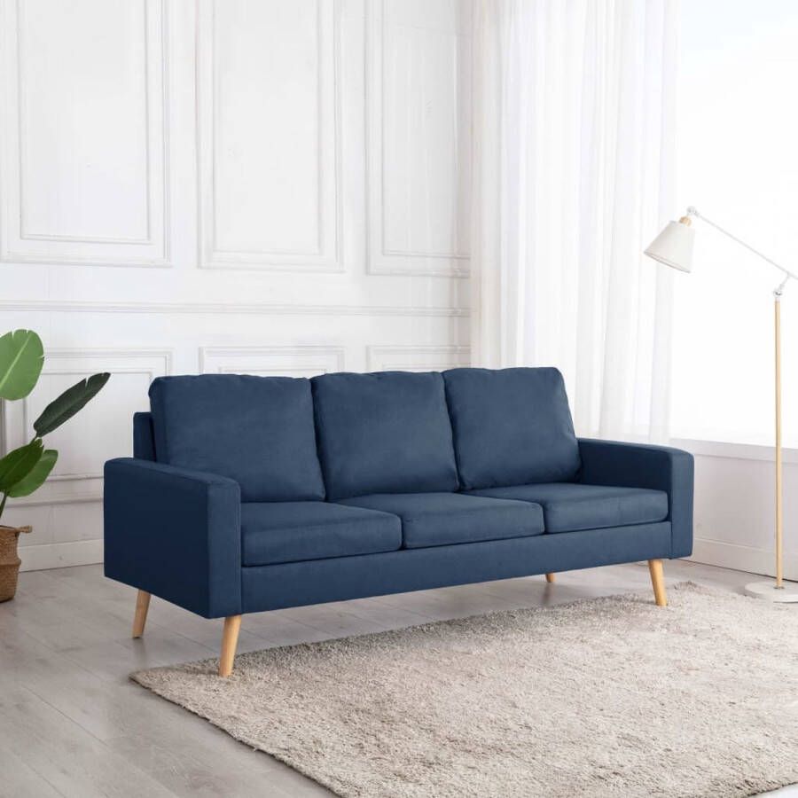 The Living Store Driezitsbank Stof 184 x 76 x 82.5 cm Blauw Comfortabele Zitervaring - Foto 3