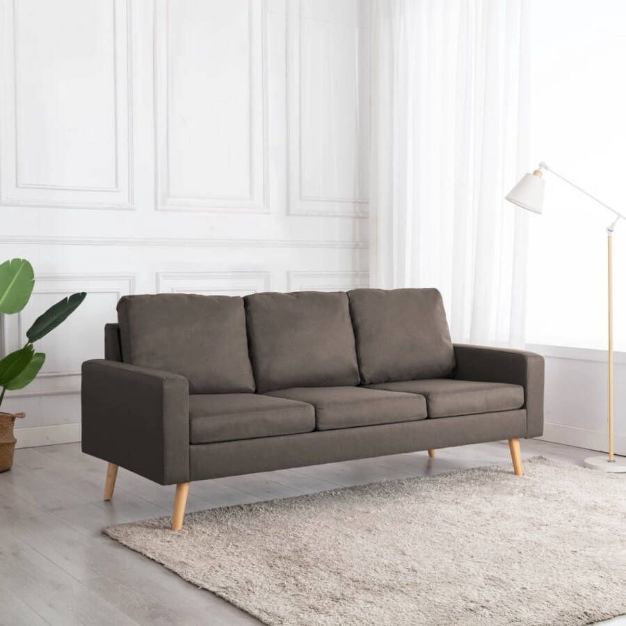 The Living Store Driezitsbank taupe stof 184 x 76 x 82.5 cm comfortabele kussens - Foto 2