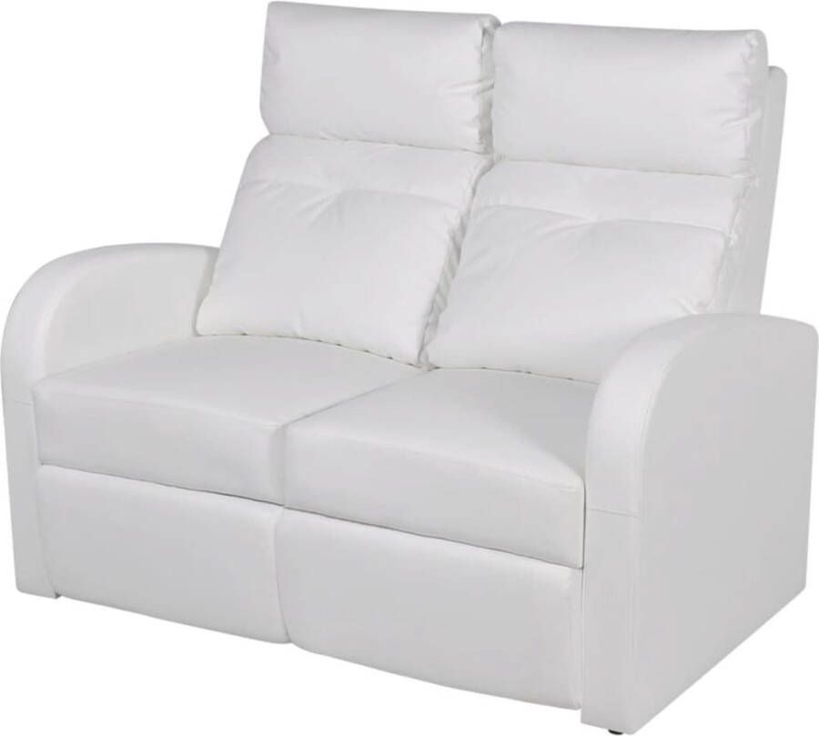 The Living Store Dubbele relaxfauteuil zonder middenleuning kunstleer wit Fauteuil