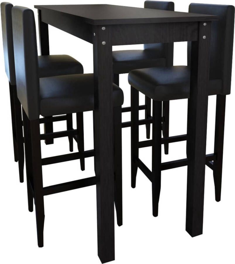 The Living Store Eetkamerset Rechthoekige Tafel 115 x 55 x 107 cm Zwart Eetkamerset Bartafel Barkrukken Zwarte Meubels Modern Design