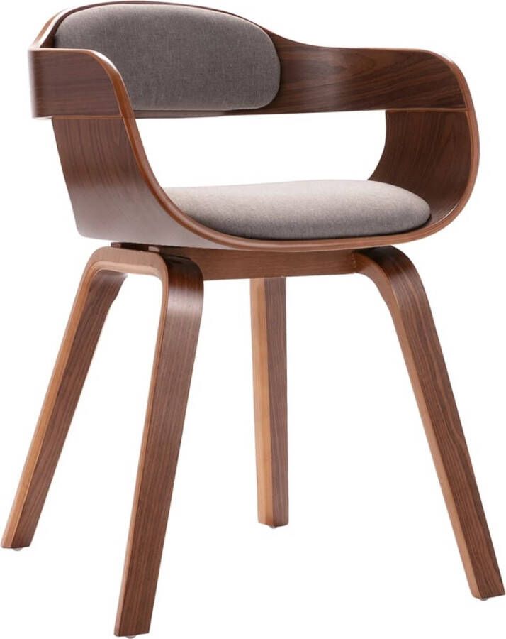 VidaXL The Living Store Eetkamerstoel gebogen hout en stof taupe Eetkamerstoel Stof Stoel Lounge Stoel Moderne Stoel Taupe Meubels - Foto 2