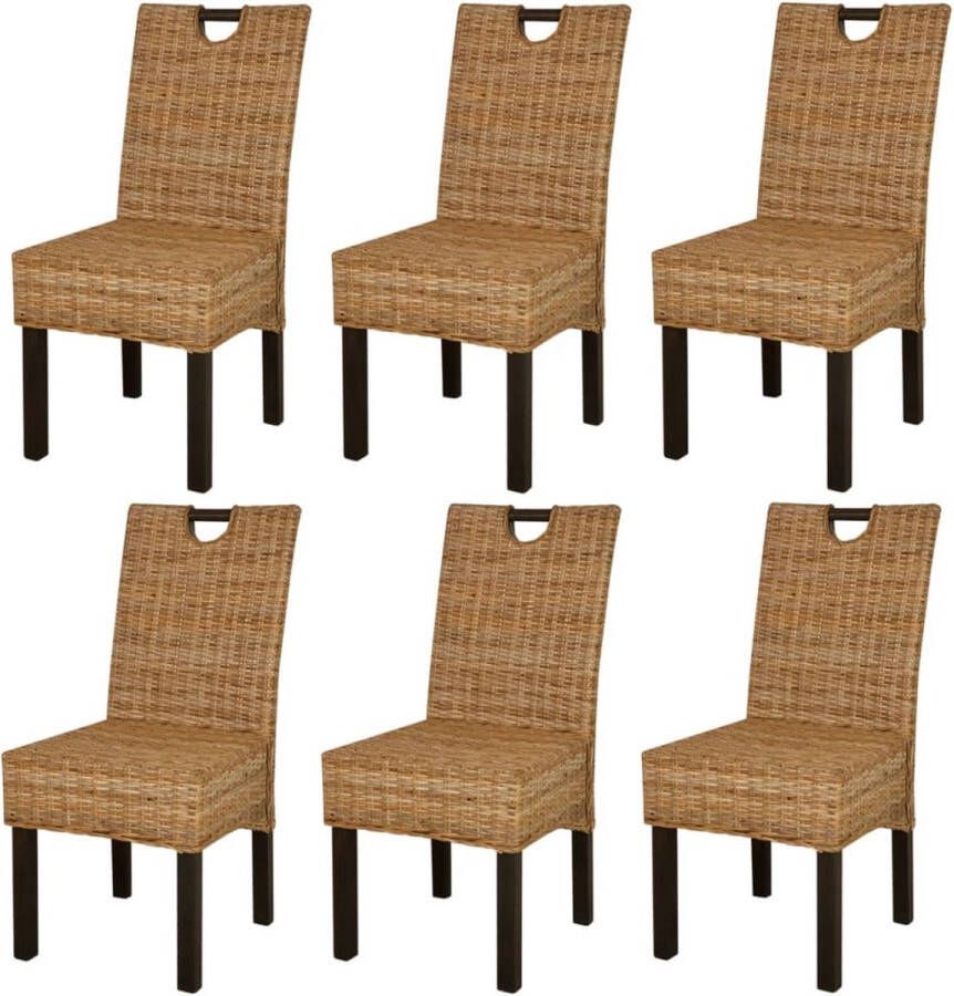 The Living Store Kubu Rattan Eetkamerstoelen 46 x 57 x 96 cm Natuurlijke Rattan Mangohout Handgemaakt - Foto 2